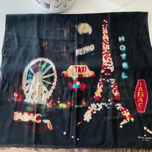 Kate Spade New York Black City Pattern scarf